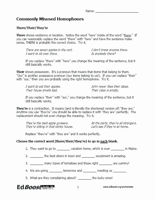 Homograph Worksheets 5th Grade Free Homonyms Worksheets for Grade 1 School 3 Homophones