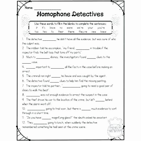 Homograph Worksheets 5th Grade Printable Homophone Worksheets