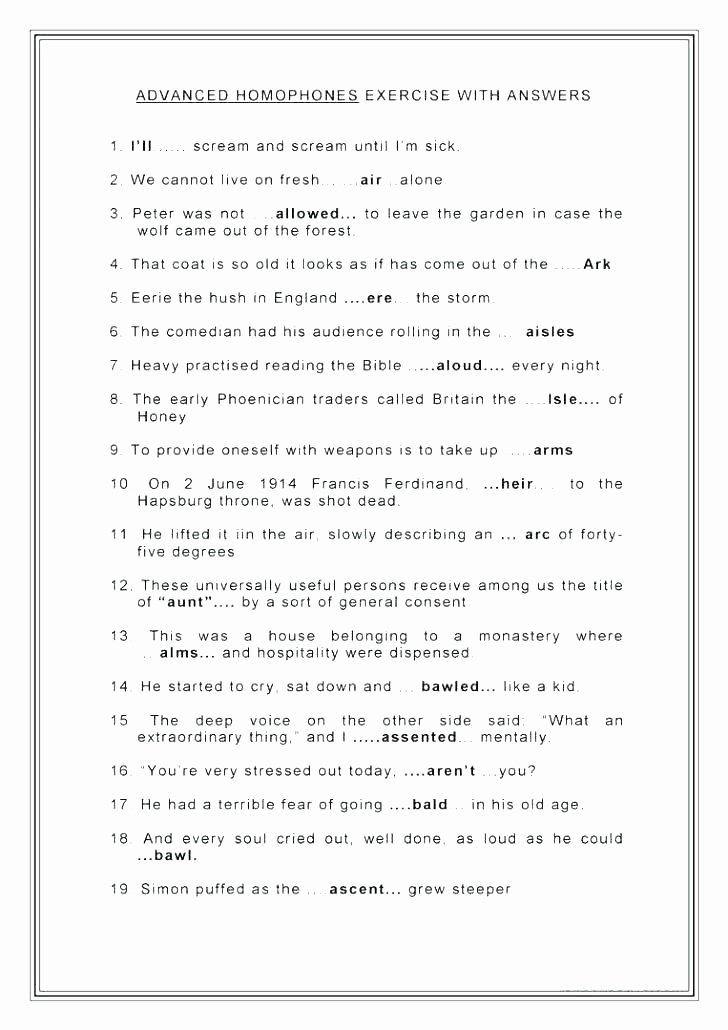 Homographs and Homophones Worksheets Grammar Worksheets with Answers
