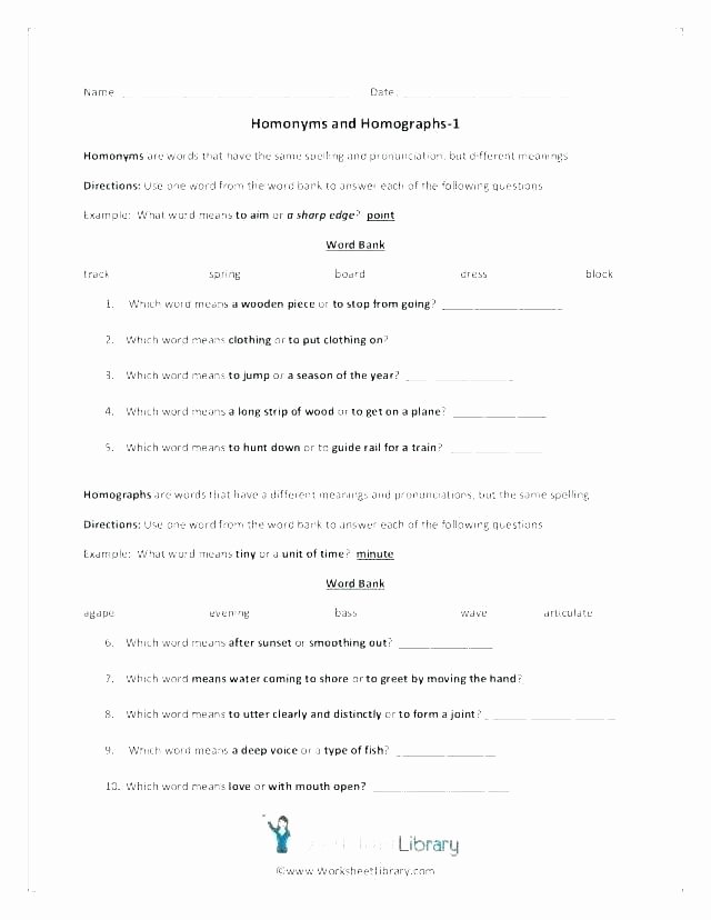 Homographs Practice Worksheets Answers to Worksheets – Primalvape