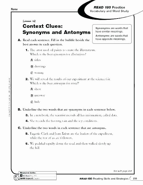 Homographs Practice Worksheets Context Clues Worksheets High School