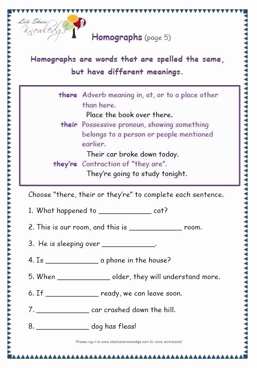 Homographs Worksheet 3rd Grade Grade 3 Grammar topic there their Worksheets Lets for 2 Pdf