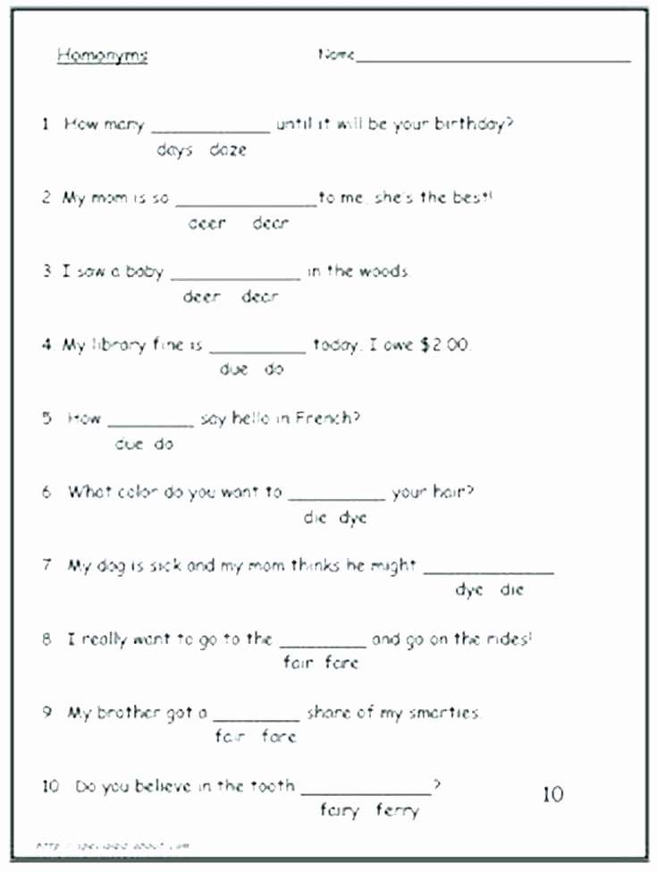 Homographs Worksheet 3rd Grade Homonyms Worksheets