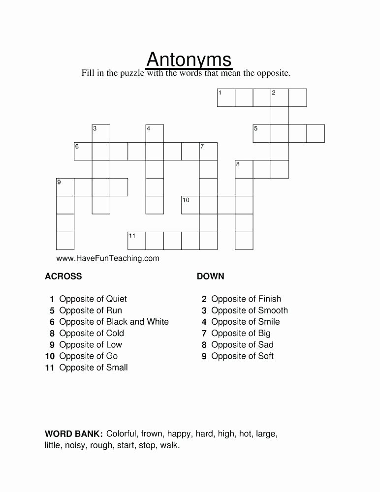 Homographs Worksheets Pdf Resources Antonyms Worksheets Antonyms Crossword Puzzle