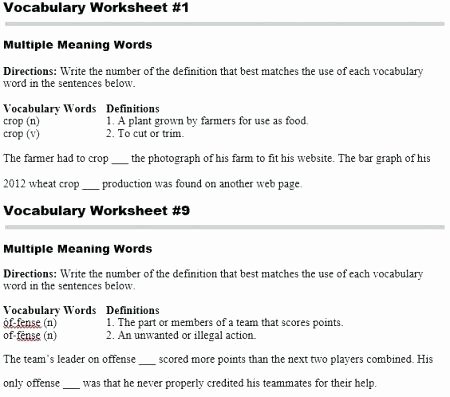 Homonym Worksheets High School Multiple Meaning Words Worksheets 7th Grade Homonyms Pdf How
