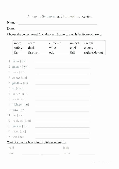 Homonym Worksheets Middle School Homonyms Double Meanings Worksheet Homophones Homophone