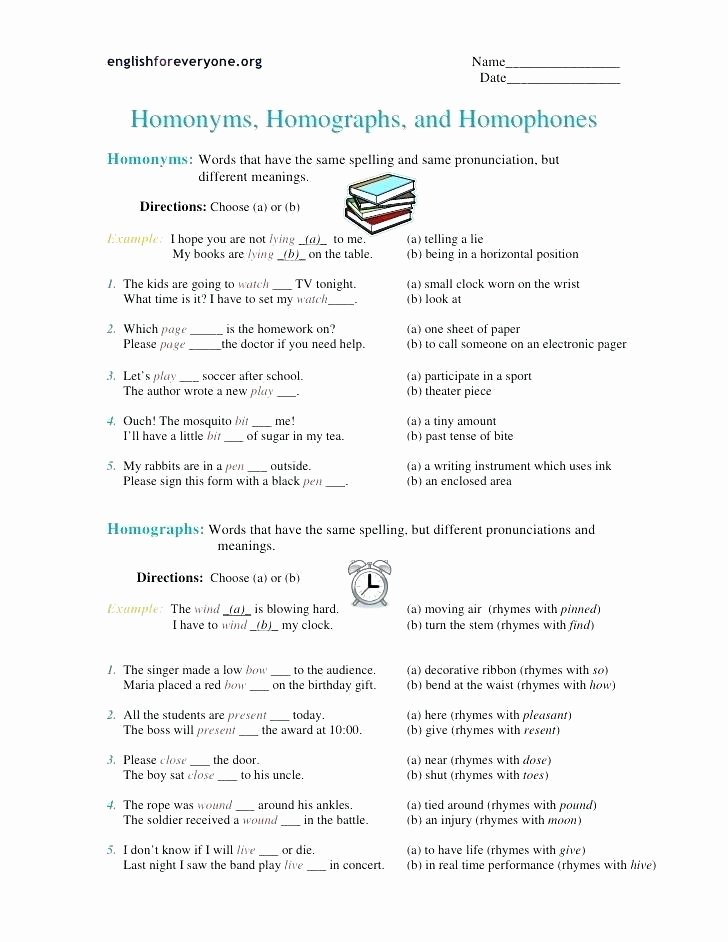 Homonyms Worksheet Pdf Homograph Worksheets 5th Grade