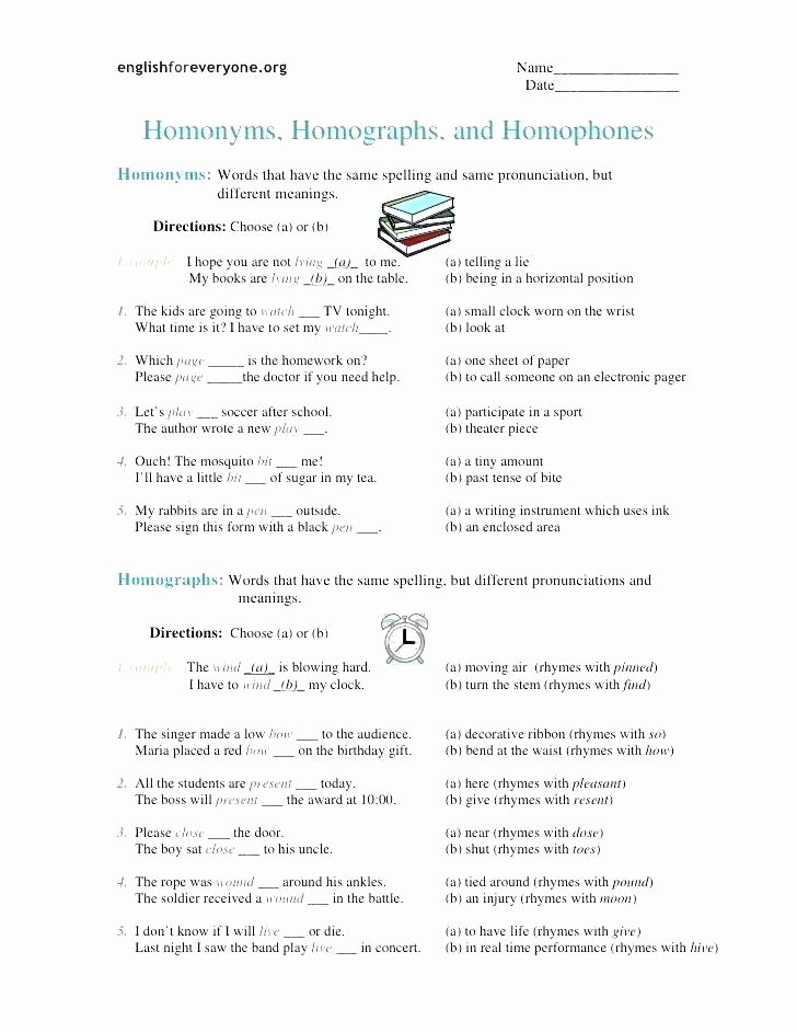 Homonyms Worksheets 5th Grade Free Homonyms Worksheets for Grade 1 School 3 Homophones