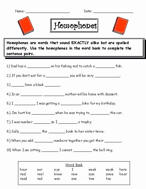 Homonyms Worksheets 5th Grade Homonyms Worksheets Middle School