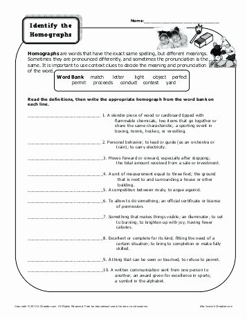 Homonyms Worksheets 5th Grade Homophones Worksheet Choose the Correct Homophone Worksheets