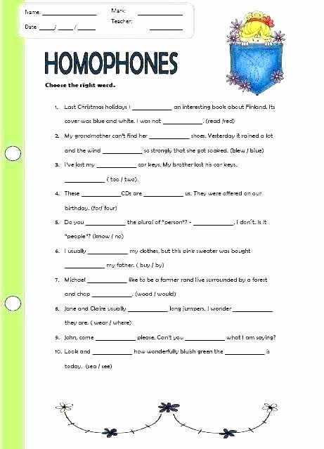 Homonyms Worksheets 5th Grade Homophones Worksheets Grade 3 Worksheet New Choice Image
