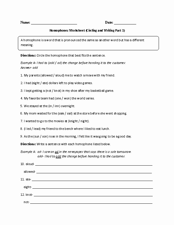 Homophone Worksheets 5th Grade Englishlinx