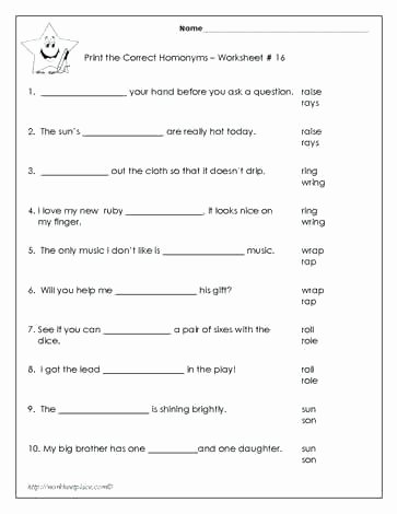 Homophone Worksheets 5th Grade Homonyms Worksheets – Openlayers