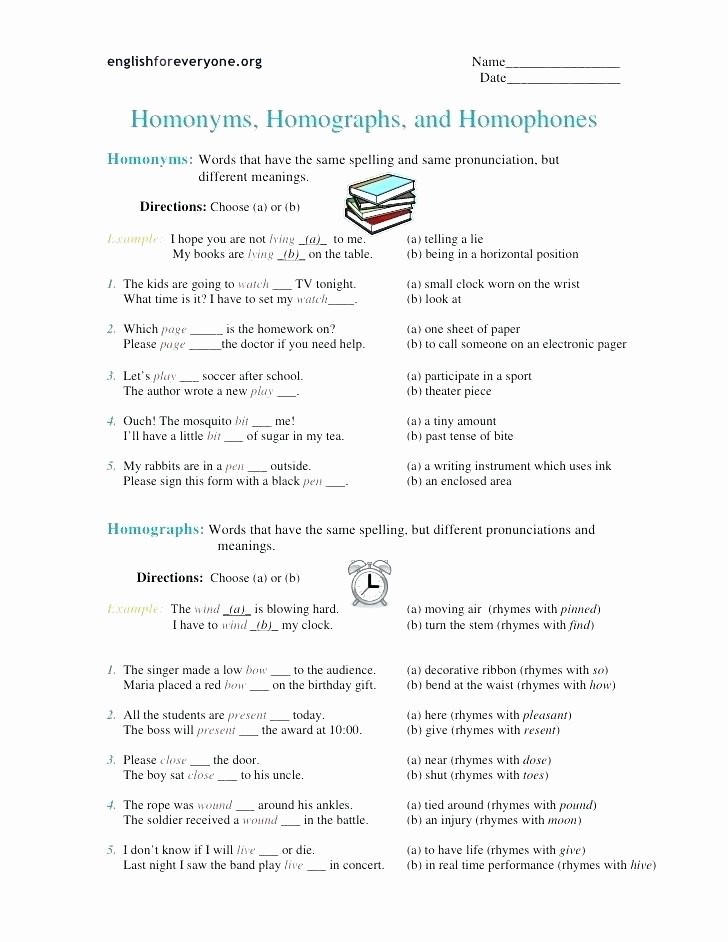 Homophone Worksheets 5th Grade Homophones Worksheets Collection Free Homographs Homonyms