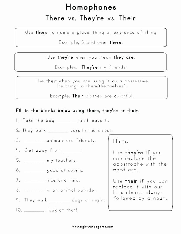 Homophone Worksheets Middle School Homophones Worksheets for Grade 3 with Answers Homonyms
