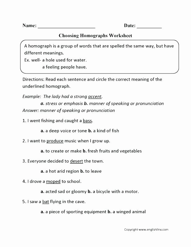 Homophone Worksheets Middle School Printable Homophone Worksheets