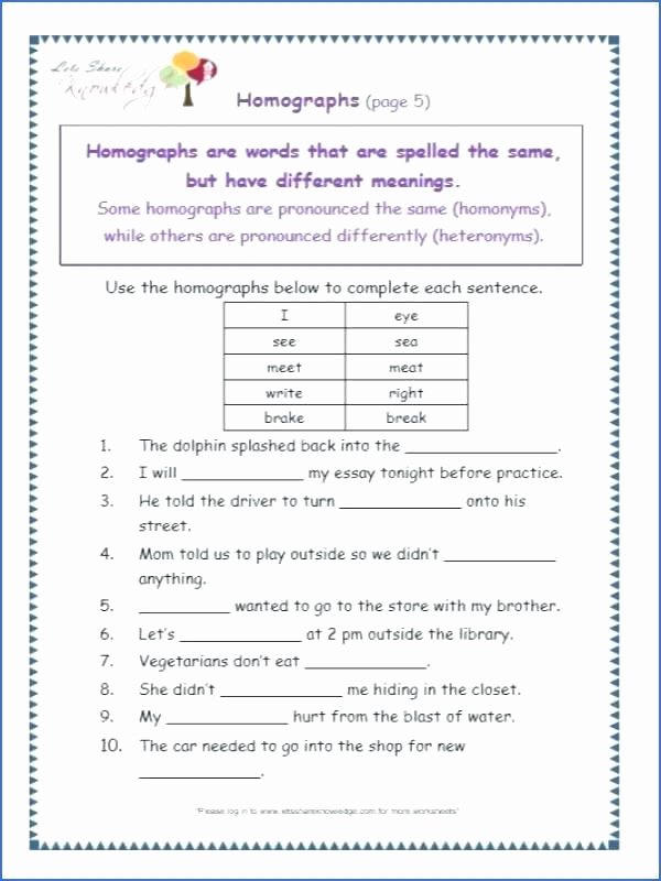 Homophones and Homographs Worksheets Related Post Homograph Worksheets for 4th Grade Homonyms