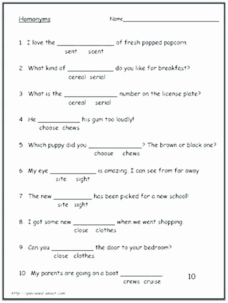 Homophones Worksheet 4th Grade Homographs Practice Worksheets Homonyms and Homophones