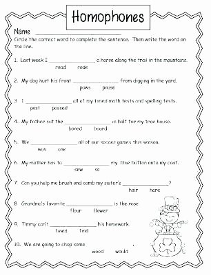 Homophones Worksheet 4th Grade Homonyms Worksheets Homonyms Worksheets for 2nd Grade