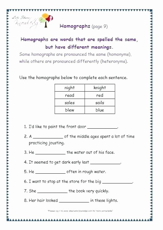 a printable worksheets free homonym for middle school grade 3 grammar topic homographs lets share knowledge page 9 worksheet homograph