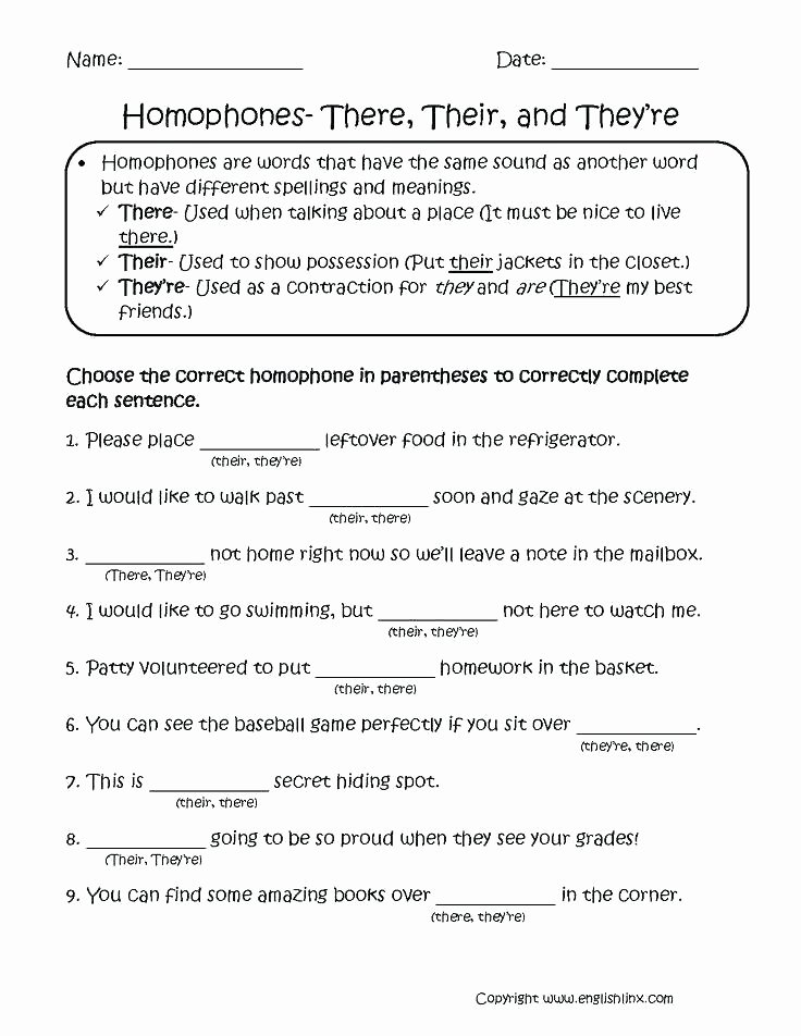 Homophones Worksheets 2nd Grade they Re their there Worksheets – butterbeebetty