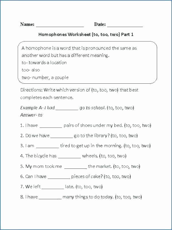 Homophones Worksheets for Grade 2 Homonyms Worksheets 3rd Grade