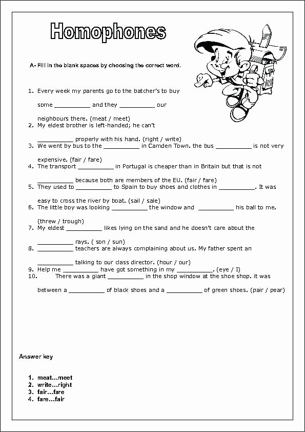 Homophones Worksheets for Grade 5 Printable Homophone Worksheets