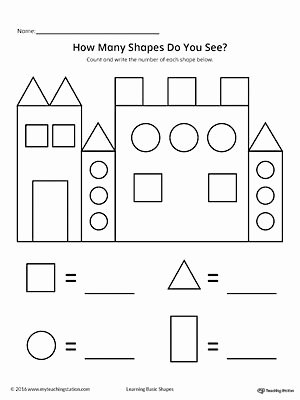 Identify Shapes Worksheet Kindergarten Recognize and Count the Shapes In the Castle