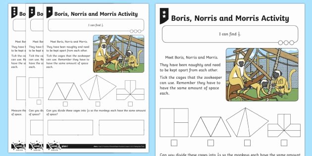 Identify Shapes Worksheets Find 1 3 Of A Shape or Quantity Differentiated Worksheet