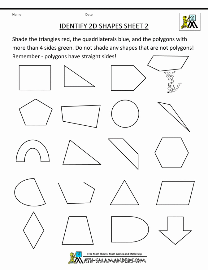 Identify Shapes Worksheets Math Properties Worksheet 3 D Shapes Preview Grade 2 2d