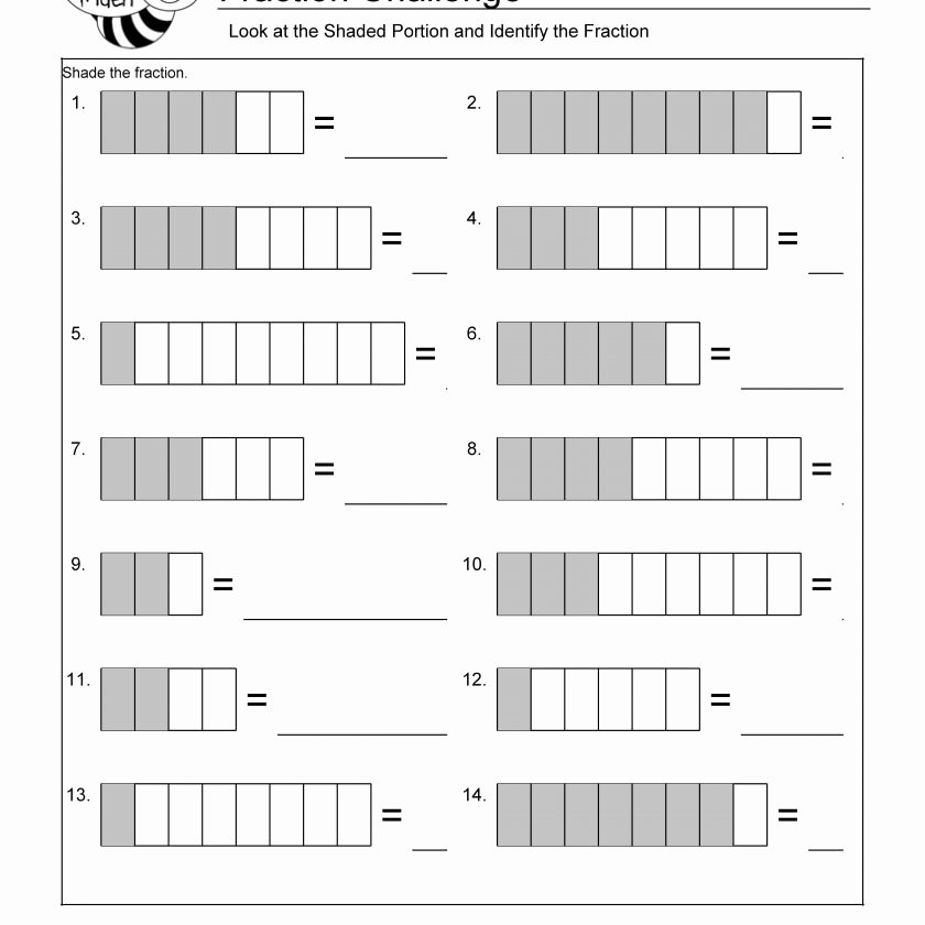 Identifying Fraction Worksheets Identify the Fraction Worksheet 1 10 Types Fractions