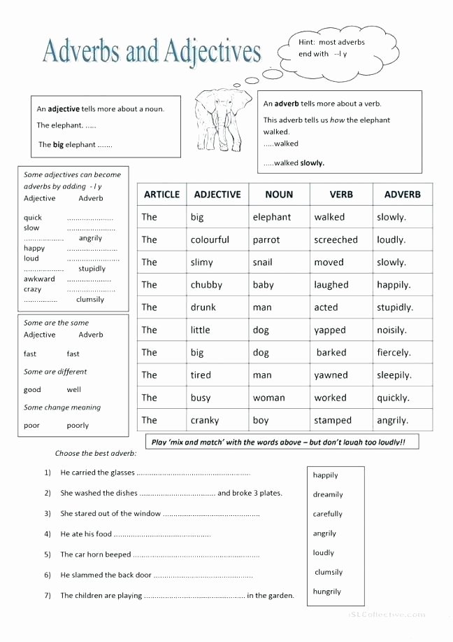 Identifying Nouns and Verbs Worksheets Adverb Worksheets for Grade 5 Pdf