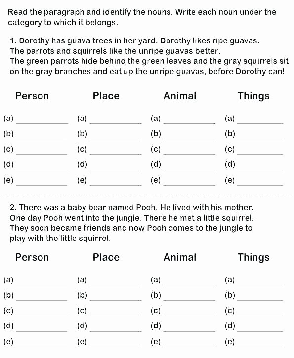 Identifying Nouns and Verbs Worksheets Identify Nouns In A Sentence Worksheets – Odmartlifestyle