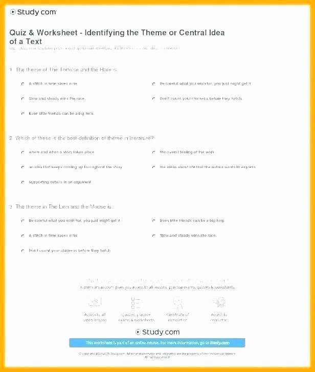 Identifying theme In Literature Worksheets Main Idea Of A Story Worksheets