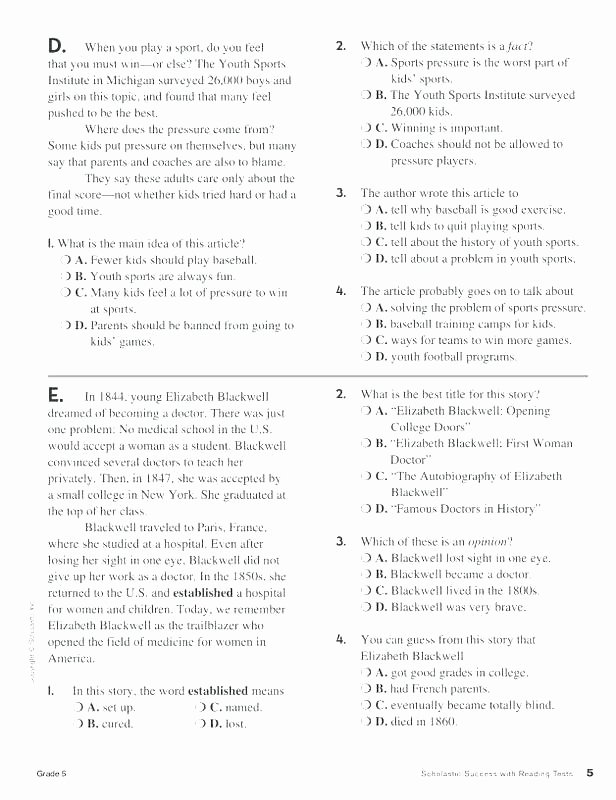 Identifying theme In Literature Worksheets Main Idea Worksheets Grade 5