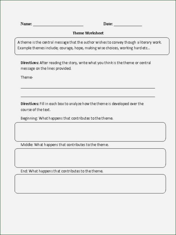 Identifying theme Worksheet theme Worksheets