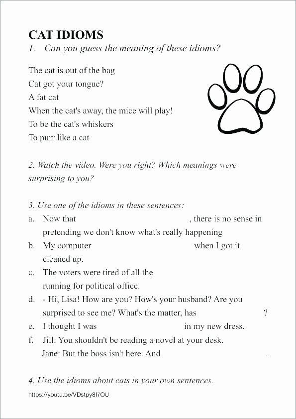 Idiom Worksheets for 2nd Grade Idiom Worksheets Grade Break A Leg for Middle School