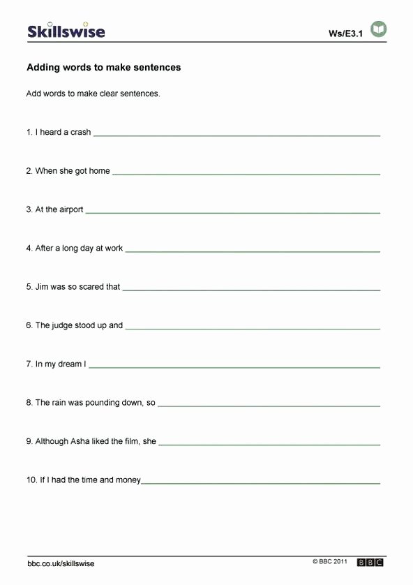 Improving Sentence Structure Worksheets Sentence order Worksheets