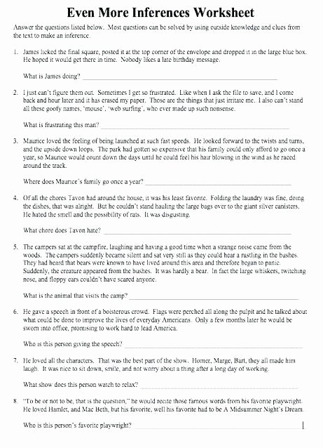 Inferencing Worksheets 4th Grade 2 Inference Worksheet who From Making Making Inferences