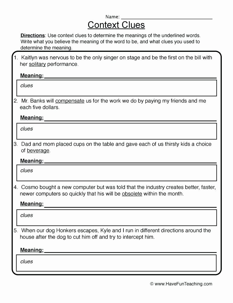 Inferencing Worksheets 4th Grade Context Clues Worksheets 2nd Grade – Dstic