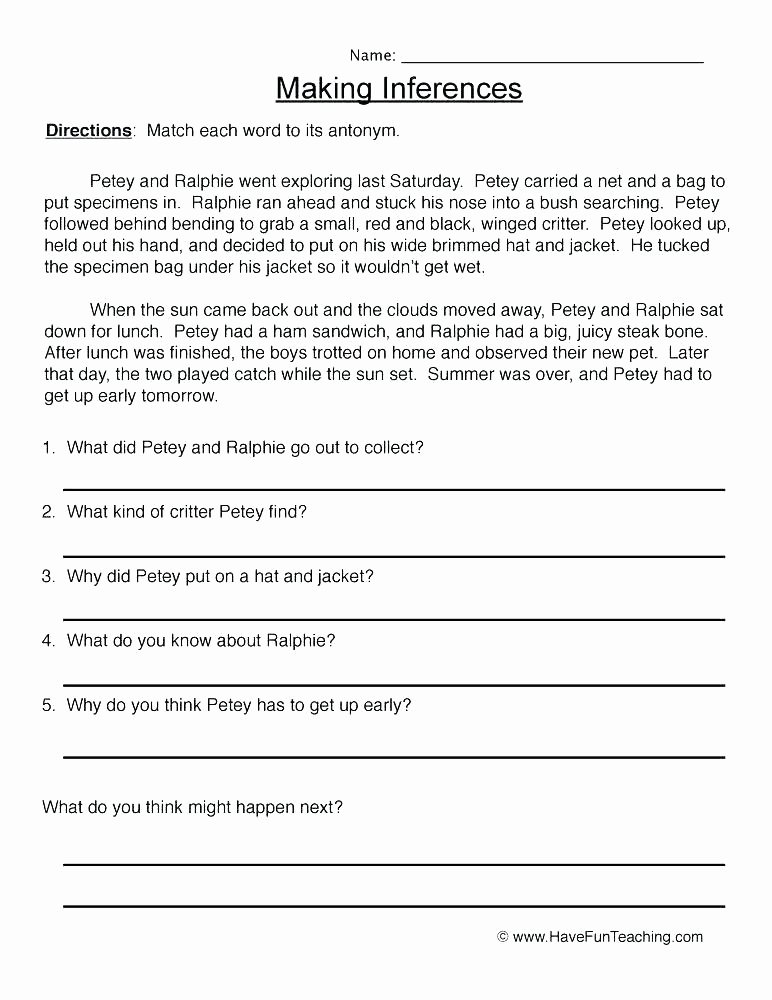 Inferencing Worksheets Grade 4 Story Structure Worksheets for Grade Unique Predictions