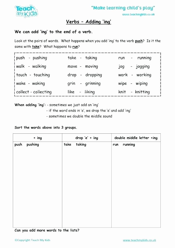 Inflectional Endings Worksheets 2nd Grade Ed Ing Verb Endings Worksheets