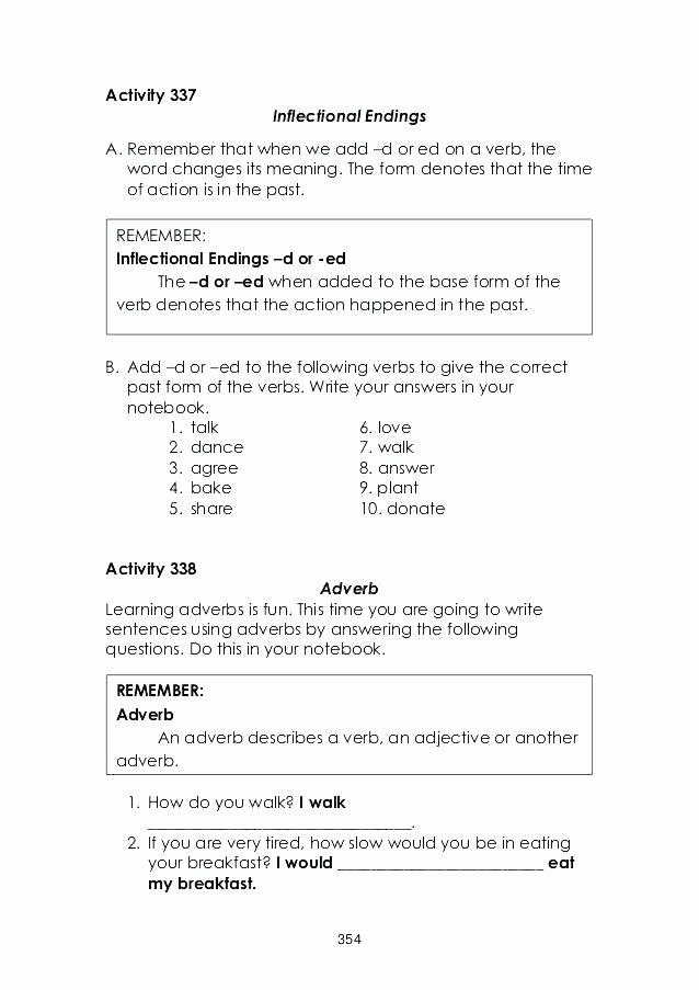 Inflectional Endings Worksheets 2nd Grade Free Printable Grammar Worksheet form the Verb as Noun