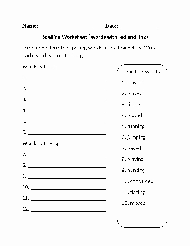 Ing Worksheets Grade 1 Beautiful Spelling Worksheets