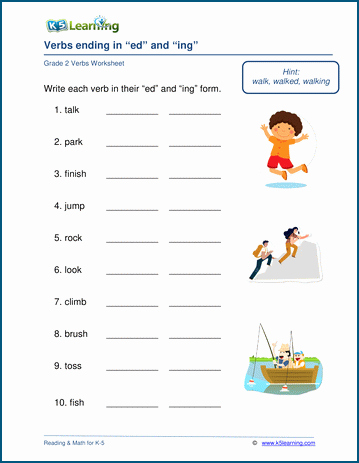 Ing Worksheets Grade 1 New Grade 2 Verbs Worksheets