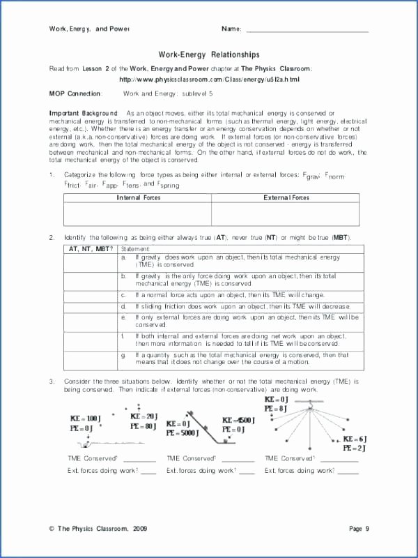 Integrated Chemistry and Physics Worksheets New Physics Worksheets force Motion and Energy for Grade Middle