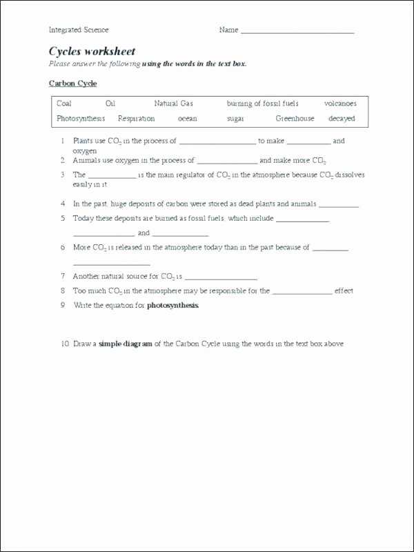 Integrated Science Cycles Worksheet Answers Luxury Integrated Science Cycles Worksheet Answers Learning About
