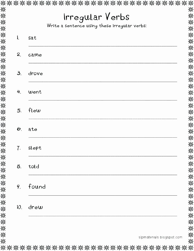 Irregular Verbs Worksheet 2nd Grade Free Printable Verb Worksheets Small Size Irregular Verbs