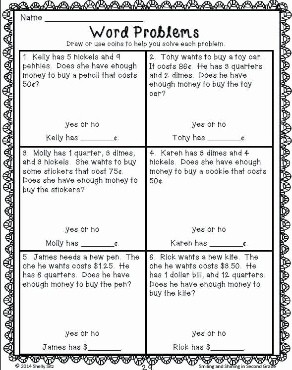 Kindergarten Addition Word Problems Worksheets Free Math Worksheets Money Grade 2
