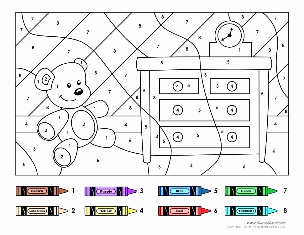 Kindergarten Color by Number Worksheets Pre K Color by Number Worksheets